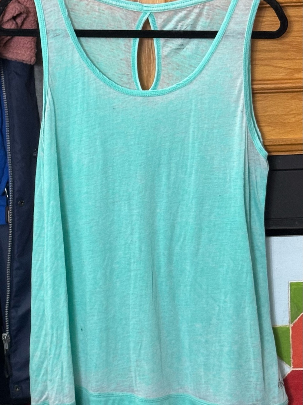 Calvin Klein Aqua Sleeveless Tank with Keyhole Back